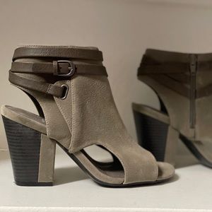 Suede Open Toe Bootie